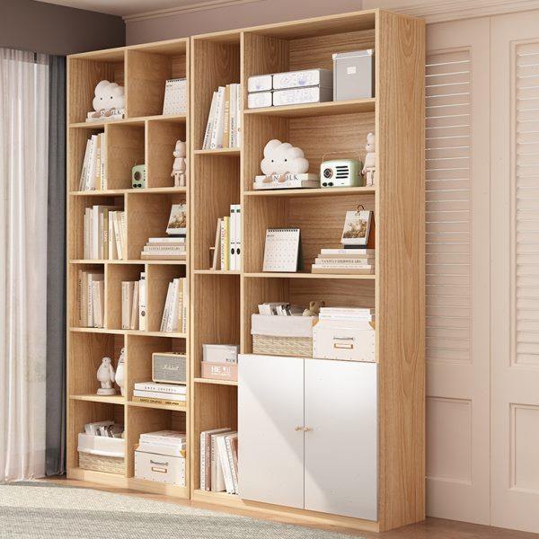 实木书架落地式组合书柜带门防尘置物架展示柜儿童桌面收纳柜子,住宅家具,组合书柜,淘宝优惠券,粉丝福利购,淘宝优惠卷