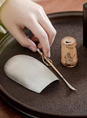 锡茶则匙三件套枝茶拨茶针套装家用赏茶荷道配茶件茶ZH84410茶竹