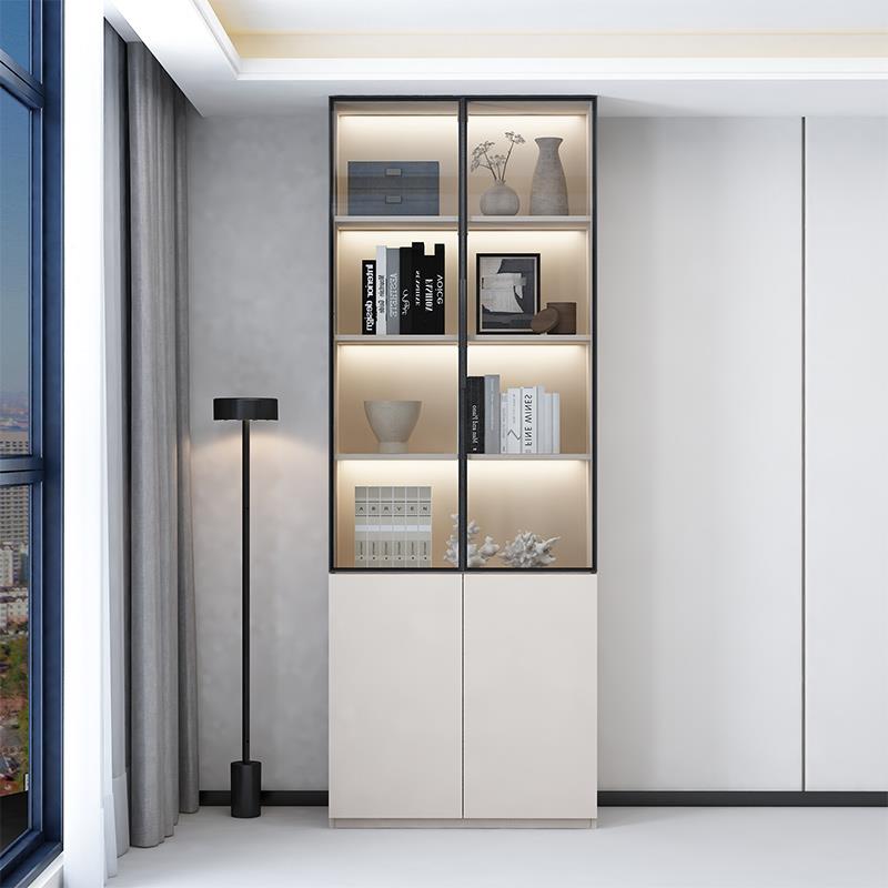 0J防尘书柜璃门展0.1示柜酒柜现代整轻奢玻定制厅家用客一体组合