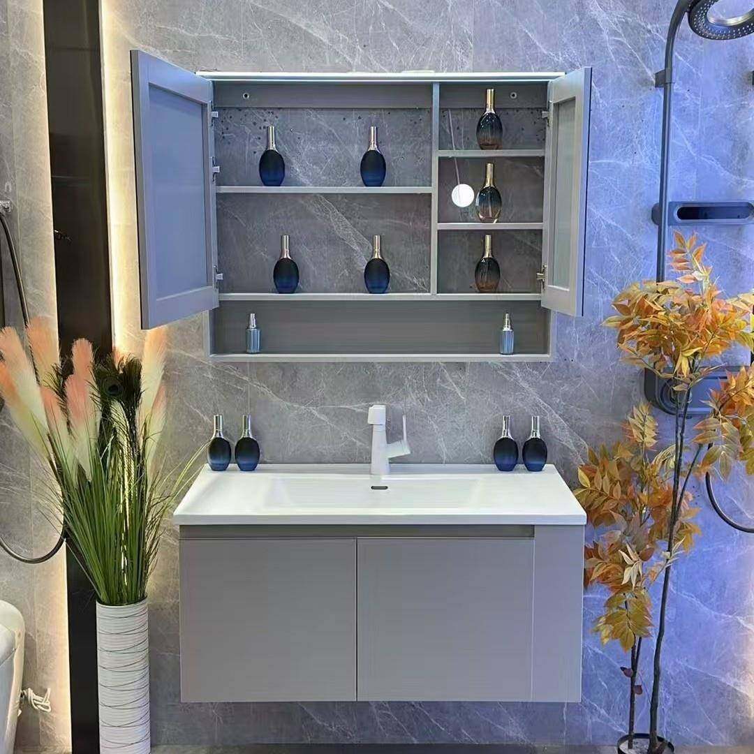 2025现代简约瓷621一体盆陶浴室柜卫生间侧收边开放格带灯组纳镜,家装主材,浴室柜,淘宝优惠券,粉丝福利购,淘宝优惠卷