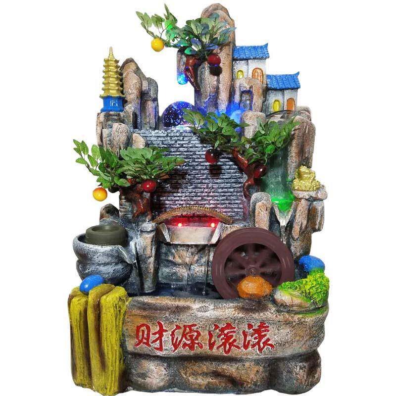 水假山流水喷泉风YHR水轮摆饰件室客厅装创意小内屋田园景工艺品