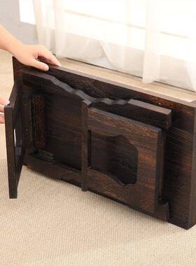 炭烧泡桐实复古做旧可折叠学榻木榻米学桌国书法习桌ZIP飘窗矮桌