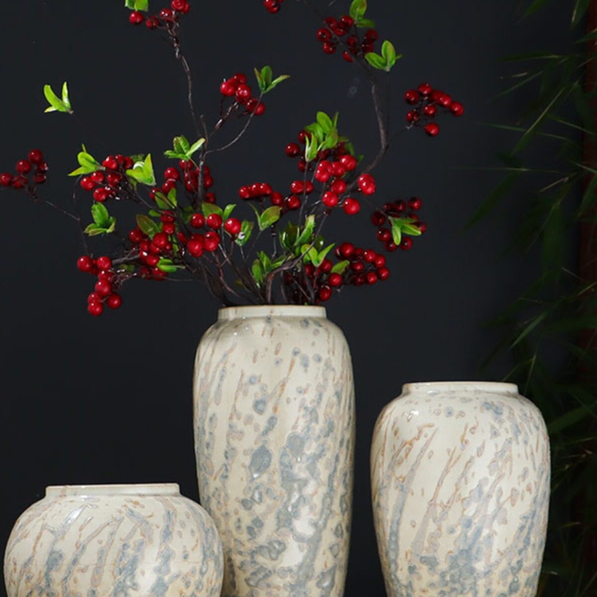 时尚陶瓷花瓶摆件工艺品 客厅餐桌插花家居新中式白色干花瓷器