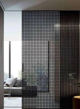 格栅隔断锈不钢屏风办公室玄关厅装饰背简约轻奢GNW镂空金景客属