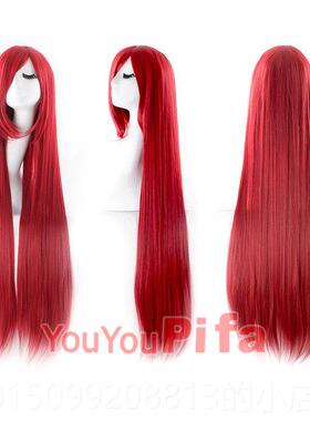 正品全万用os假发女长c发动漫纯黑紫红彩色0白色10超长直发假头发