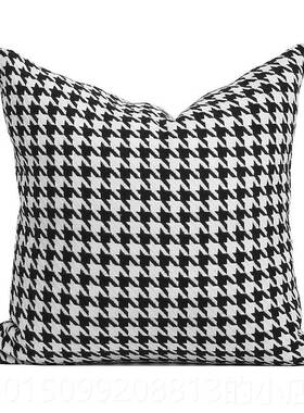 正品现代4轻奢橙色沙发抱靠垫枕套不含芯55x45x0客厅高级感千鸟格