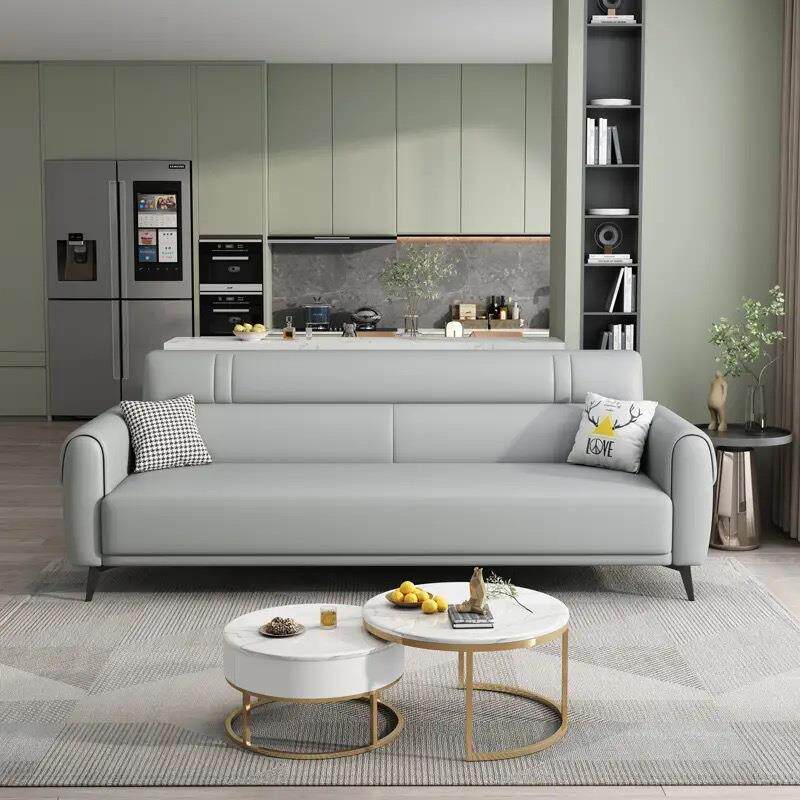 客厅小尺寸可坐可躺多档调节沙发床折叠两用猫抓皮现代公寓沙发