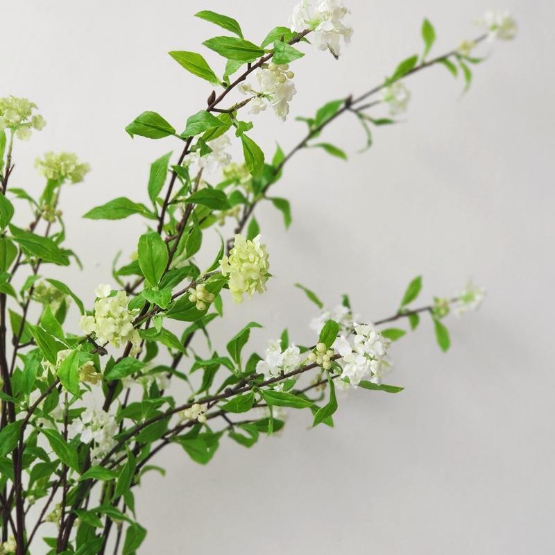 样板房花房简约自然仿真花小手球雪柳枝条客厅酒店售楼部大堂摆件