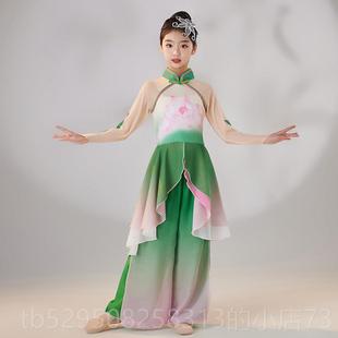 高档儿童古典舞飘逸演国出服秧歌舞扇子伞舞表演服蹈女童荷花中舞