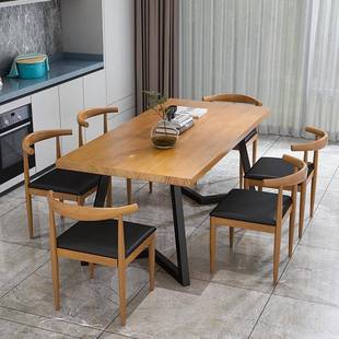 美式 木餐家用桌小户型长方形实餐桌椅组合客厅吃饭桌子餐椅桌zs20