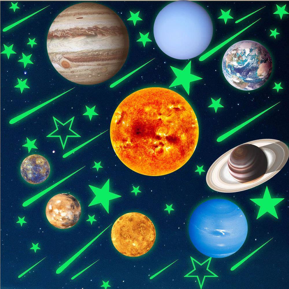 新款盒装亮星太阳VGJ系夜光贴夜星球光贴流星空墙贴儿超童房装饰