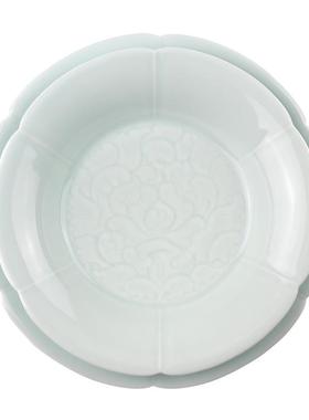 EQ4承具F宴餐葵口折沿盘饭碗陶瓷雕刻深盘菜碟茶宋具壶WMQ水果点