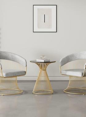 网红奶油简现约休闲椅代套轻奢沙发椅桌茶几客厅阳台洽谈92262三