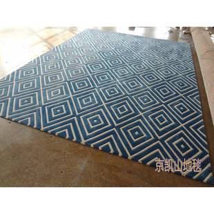 现代毛简约方707形厅格子中式手正工羊客茶几地毯大厅接待室贵宾