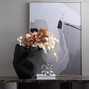 轻奢极树简创意脂何不板规则摆件样房售楼部桌面几花瓶0432花器装