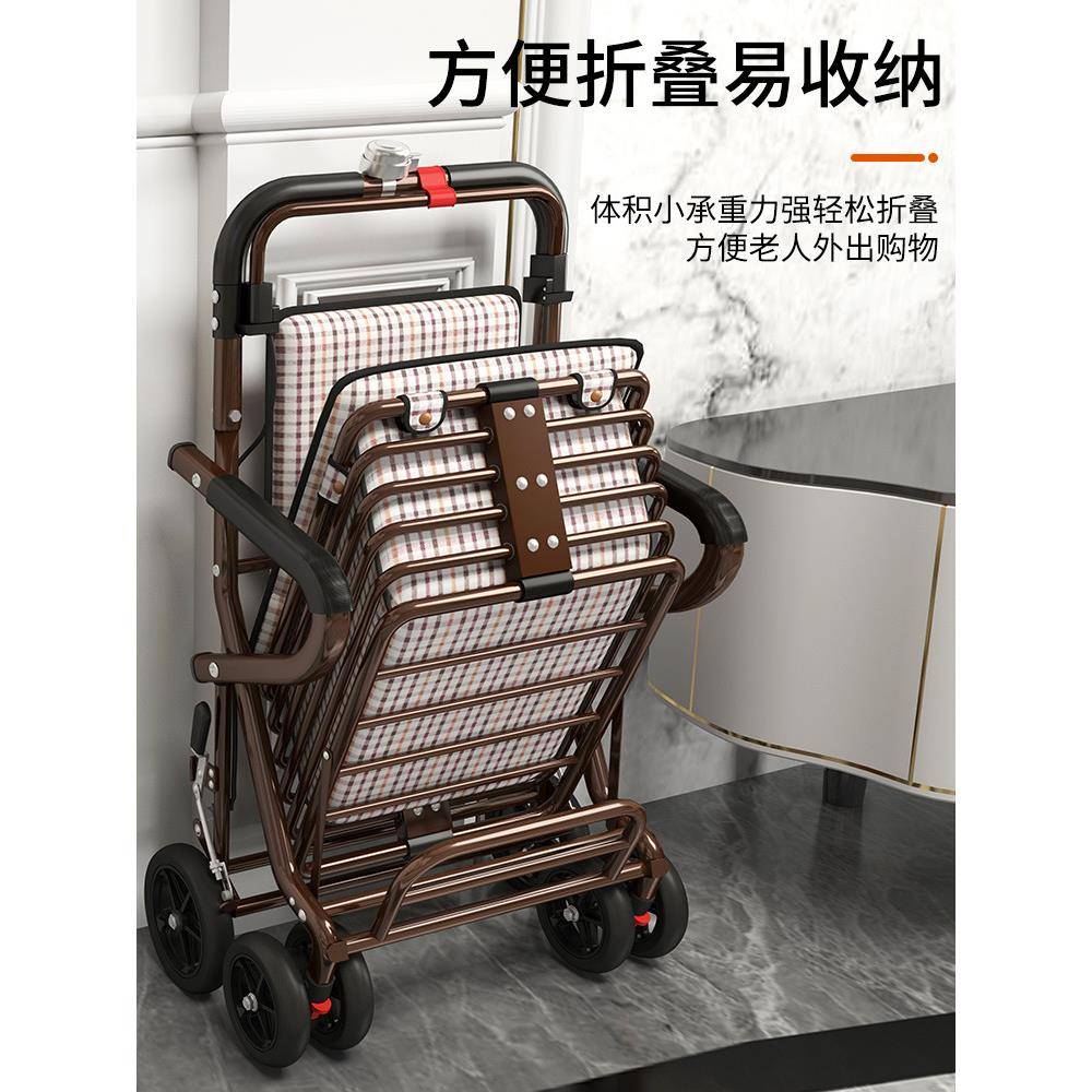 老手推车可坐年折小叠代步助力购物推WDIQQRGF车老人坐的能推走的