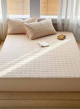 酒店款床可单｜系日民宿风纯白格子全棉夹尘棉席ZXS25060梦思床笠