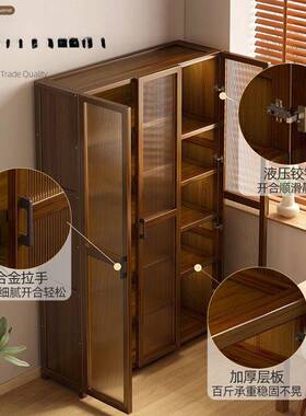 带*防尘落书柜简易书架落地家用地客厅门后置分层收纳物柜子HTZ柜