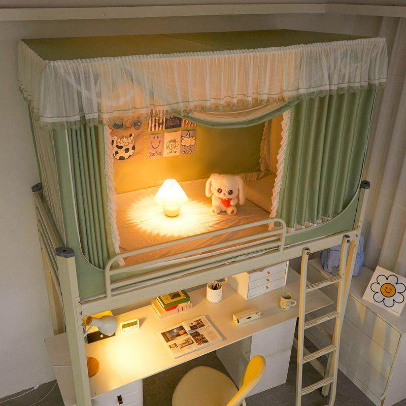 0学生宿舍蚊帐一体式上铺下铺加厚遮帘光防尘床.9HOJ三开拉链门蚊