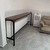 靠铁艺墙吧台简约现代桌酒吧桌实木 桌桌面高脚洽谈整张大板长桌