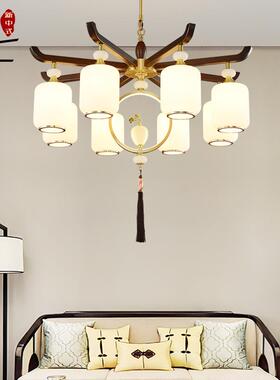 灯新中全铜19784吊灯现卧代简约客厅中国风餐厅书房室大气实式木