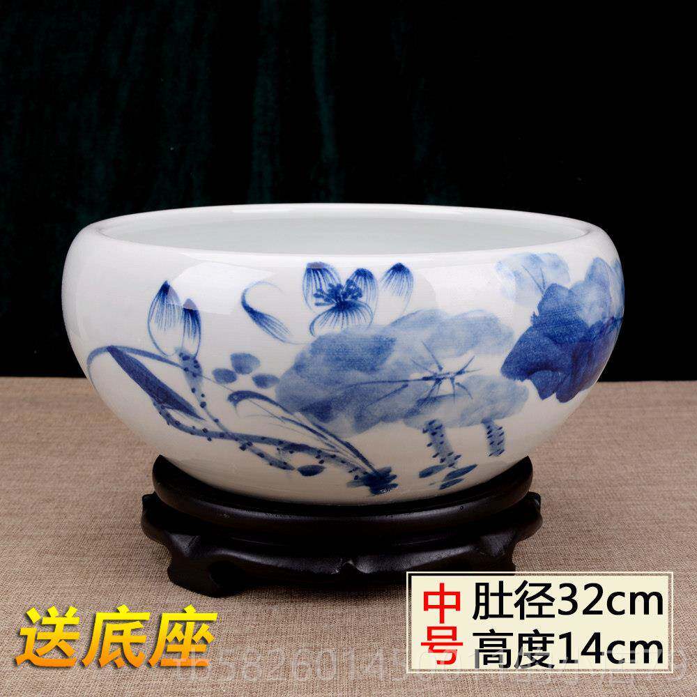 高档包邮陶瓷盆鱼创意小缸金鱼乌龟缸荷花碗睡莲缸花盆水仙水生态