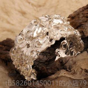高档银手镯手工纯个情性镯银子民族风男女款节人礼物送女友送妈妈