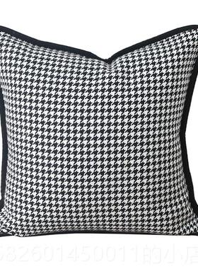 高档现级轻奢橙色沙0发抱代枕靠垫套不含芯45x45x5客厅高感千鸟格