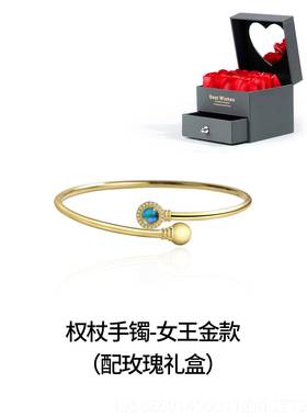 高档纯权杖手镯银天然月光ins小石众设计简约百礼搭新中式古风饰