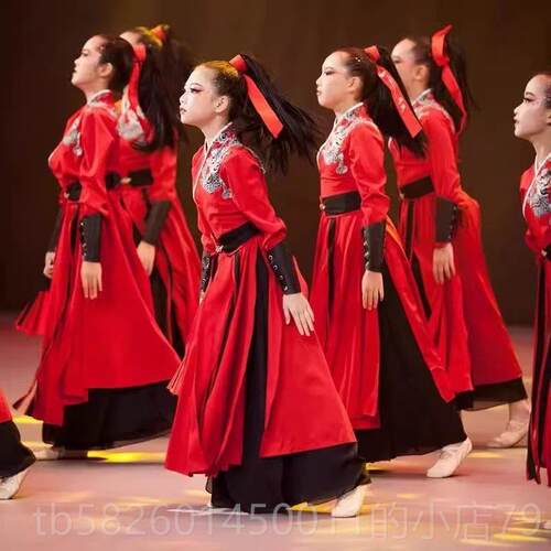 高档雪龙吟舞蹈演出服国风功打中鼓服国潮表古典扇子舞练服古装演