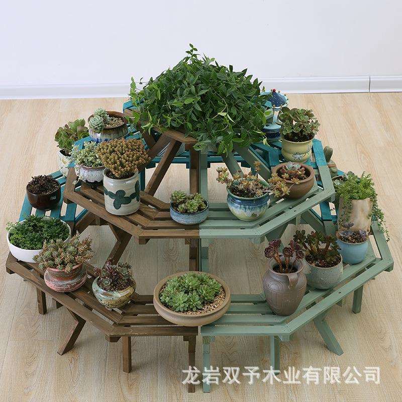 三层四层阶梯转角花架墙角架多肉植物架实木制客厅花盆组合室内