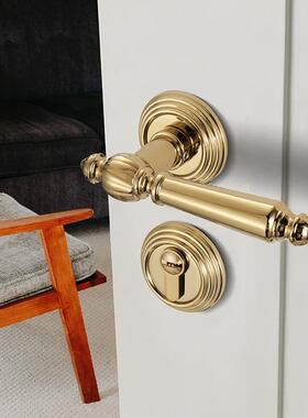 BAGB轻奢现代金色静音门实木分体门锁具锁磁吸静音室内卧室房门锁