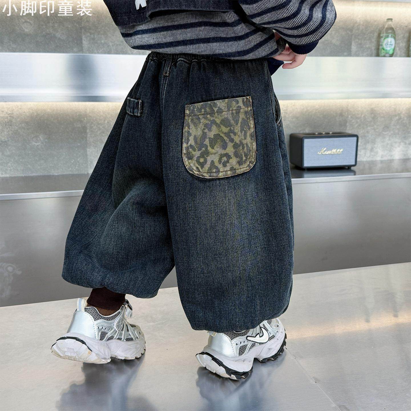 2025新款加绒加厚男童牛仔裤