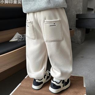 子男孩宝宝保暖束脚休闲裤 2025加绒卫裤 儿童一体绒裤 冬季 2025新款