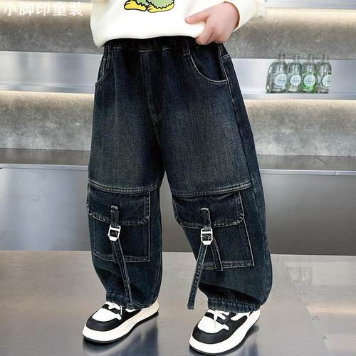 2025加绒裤子秋冬装儿童加厚牛仔裤2025新款小男孩一体绒休闲长裤