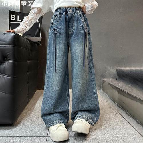 2025新款阔腿儿童牛仔裤