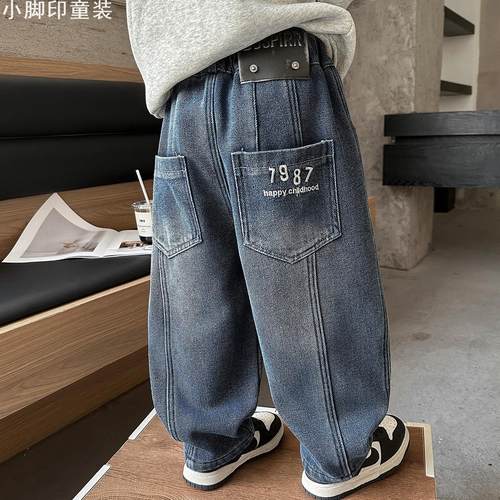 男童加绒牛仔裤秋冬加厚长裤