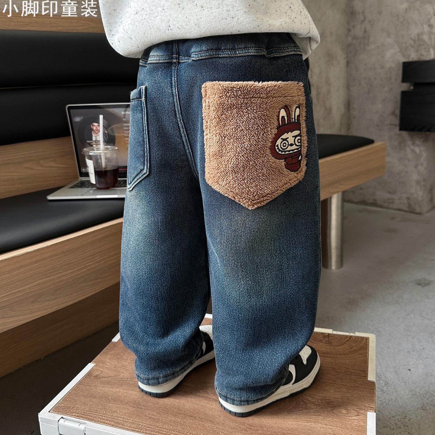 加绒牛仔裤男宝秋冬保暖潮裤