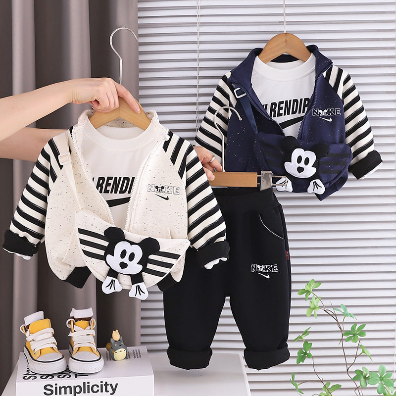 2025春装男童时尚休闲套装洋气一岁宝宝春秋季挎包三件套婴儿小孩