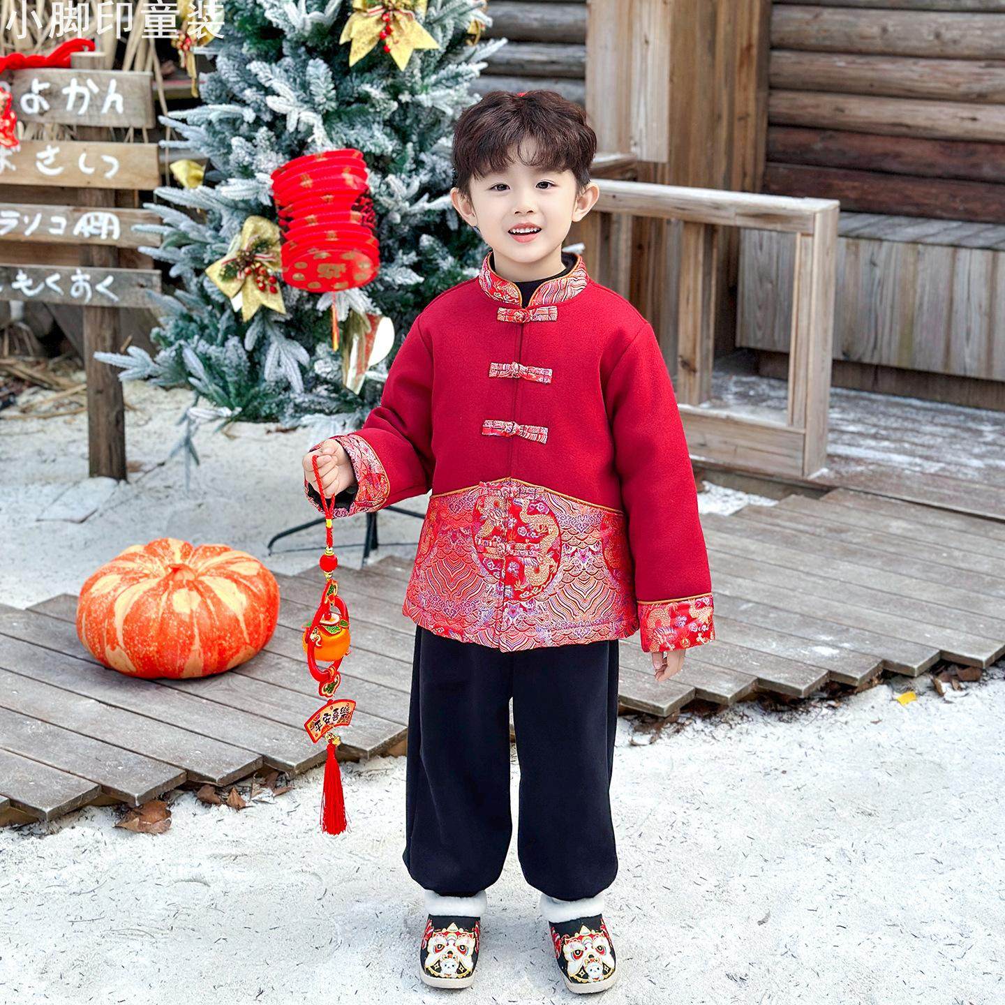 国风宝宝夹棉唐装过年套装