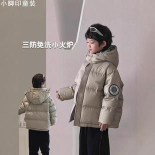 20252025新款 儿童纯色保暖百搭连帽棉服男童上衣洋气潮 韩版