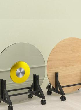 落地式圆形桌面示架CAQ钢化玻璃金底座支架旋圆桌转盘餐属桌收纳