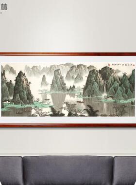 国画YL201901山水画千锋竞客横幅公办秀室挂画青绿山水艺厅术微喷