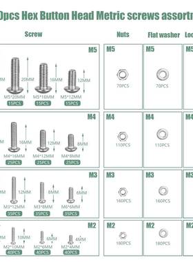 20c20ps30不锈4钢圆丝头VGL内六角螺丝套装螺螺母组合套件盒装