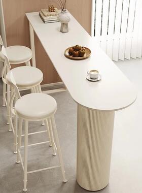 奶油风岩奢板台轻奢客桌厅现代简约隔断靠墙吧台AIW轻岩板家用吧