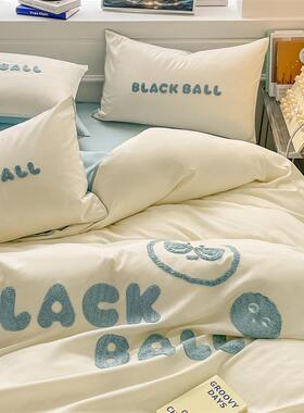 夏被季四套件床IVG单被套罩巾宿舍床上用品三件套毛绣双人床笠