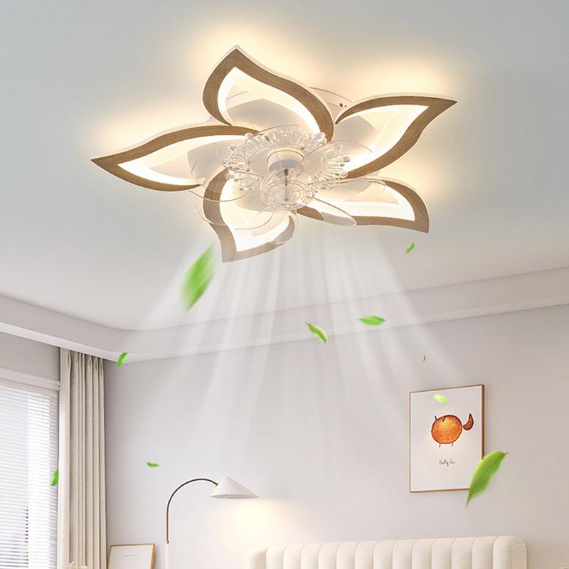 新款风扇客726吸顶灯简木纹色卧室厅餐风厅扇灯静音智能电约扇灯