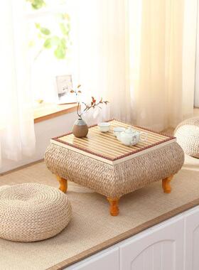 小飘飘窗桌可储物竹编你小桌子FUO窗茶几榻榻米桌子田园风迷茶几