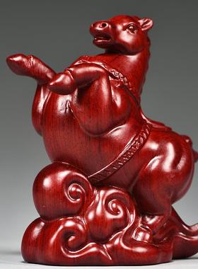 实木唐马摆红色木雕马件艺品中式客工厅装饰品桌面设生摆肖GG0120