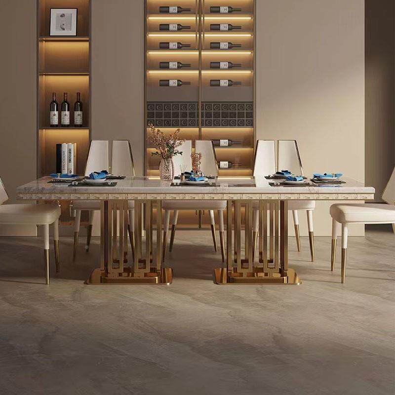 意式轻奢岩板餐桌现代简约824高端长方形石别墅然大天理奢石吃桌